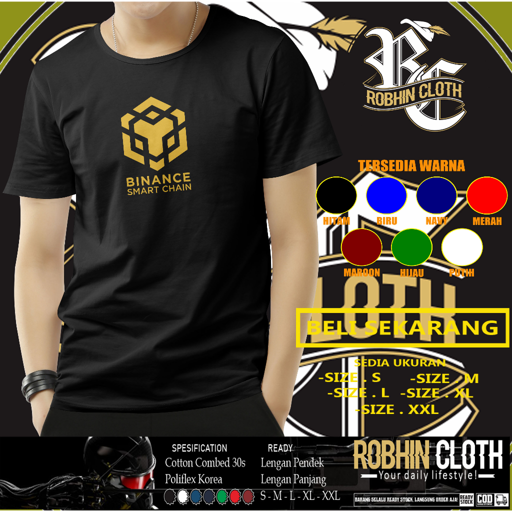 Kaos Baju Binance Smart Chain BlokChain Crypto Logo Kaos Distro