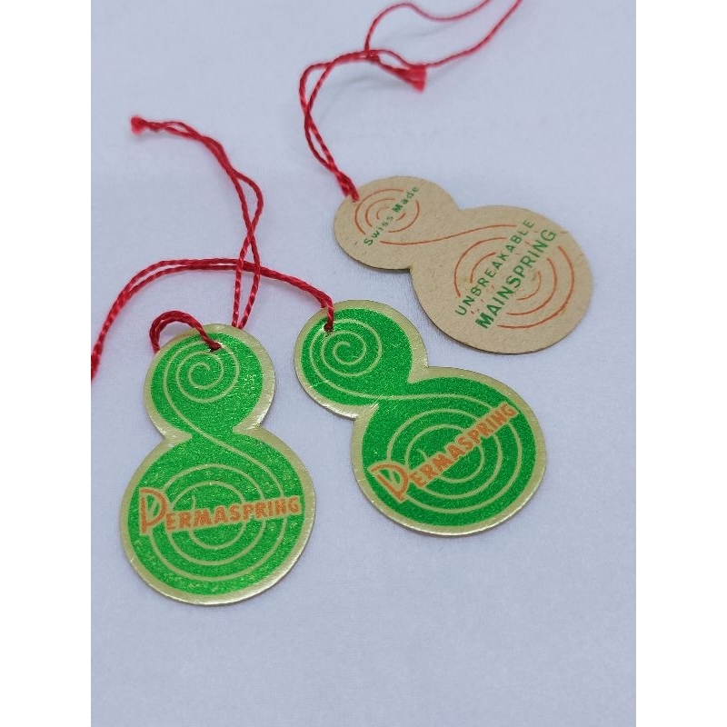 Hang tag gantungan merk jam tangan antik permaspring swiss made mainspring arloji lawas