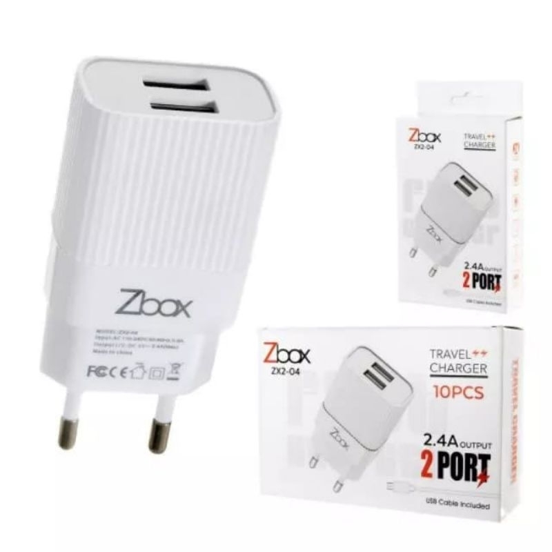 (1box isi 10 pcs) New Charger Zbox ZX2-04 2 usb/2.4A