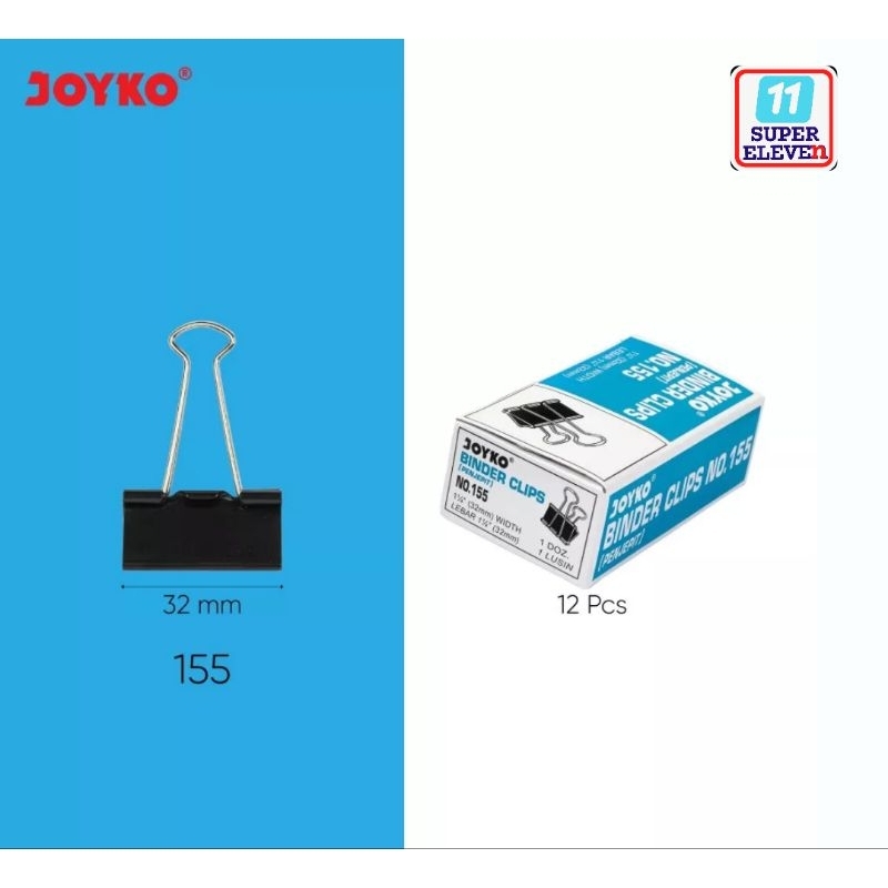 

JOYKO Binder Clip No 155 isi 12 pcs - Klip Penjepit Kertas File 1 Box