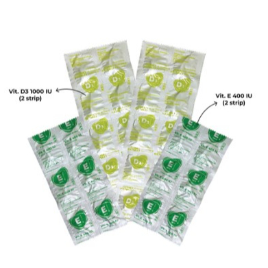 Promo Paket Tomo Kenko Vitamin E 400 UI (2 Strip) + Tomo Kenko Vitamin D3 1000 IU (2 Strip)