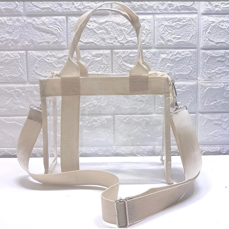 Tas selempang mika transparan bening pvc | tas selempang konser pvc sling bag tote bag resleting | t
