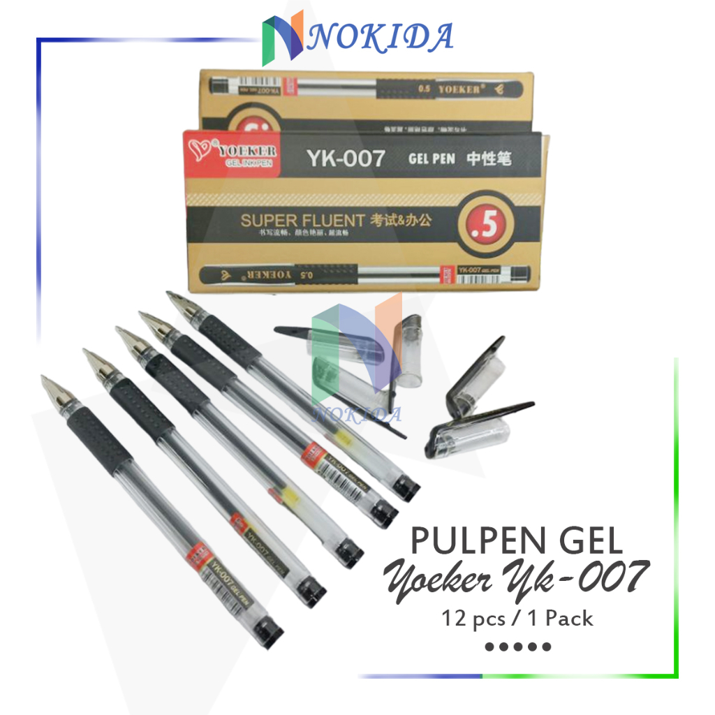 

Nokida Pulpen Jel 1 Pak Haris [H-802] / Ballpoint Gel Pen 1 Pack / Pena 1 Lusin / Bolpen Hitam Murah