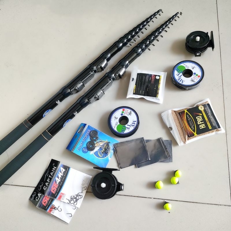 Joran Tegek Kolong 360 Komplit Set siap pakai joran+rel+kail+senar+pelampung+timah+stoper+umpan