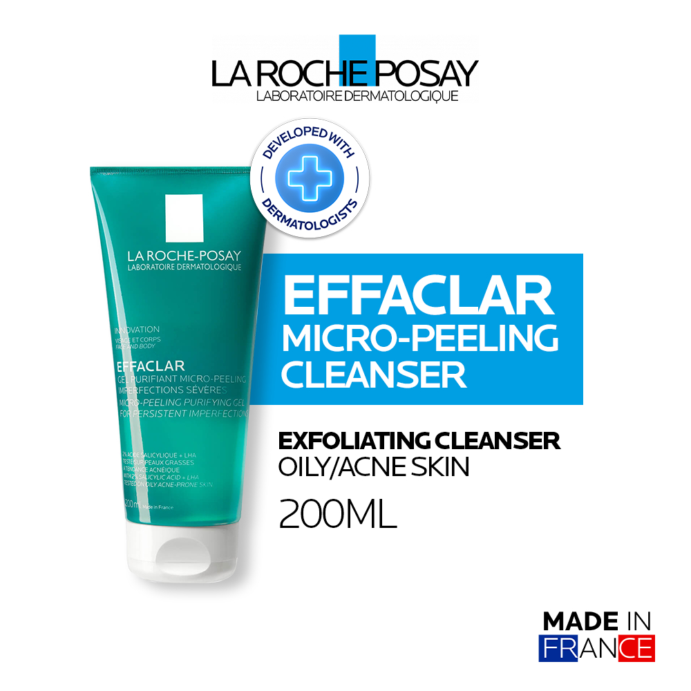 La Roche Posay Effaclar Acne Micro-Peeling Cleanser 200ml- Facial/ Body Wash Kulit Jerawat/Berminyak