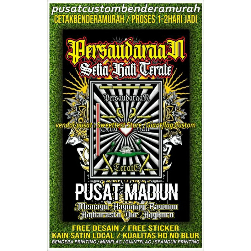 BENDERA PSHT FULL PRINTING, GIANTFLAG SH, BENDERA TERATE, MINIFLAG CUSTOM, BENDERA CUSTOM, BENDERA P