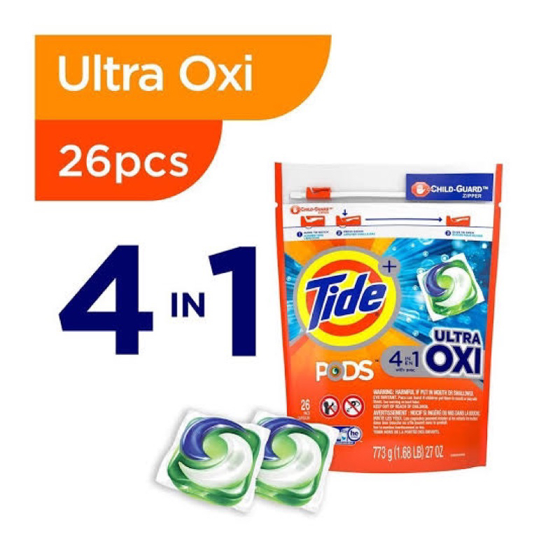 (Trial share size) Tide Pods Ultra Oxi 4in1 Original USA deterjen pakaian