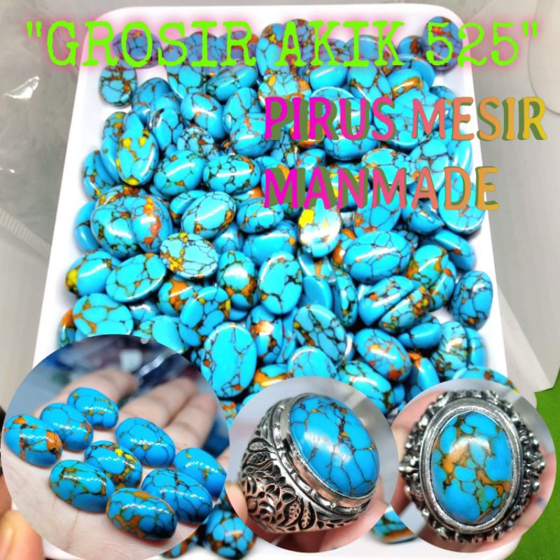 cincin pirus mesir ceplok kuro / pirus biru fanc / pirus biru urat emas