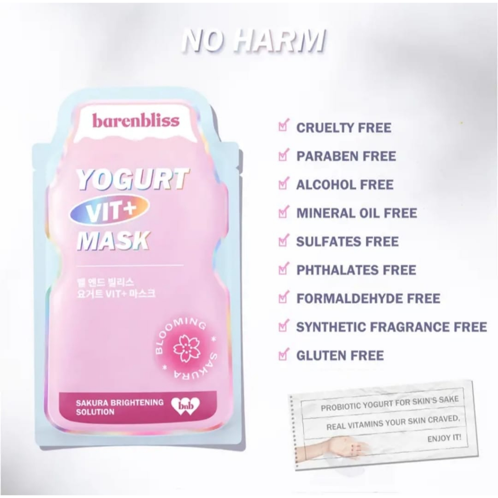 BNB barenbliss Yogurt Vit+ Mask - Calming Sheet Mask Korea Essence Serum Masker Wajah Skincare 25ml