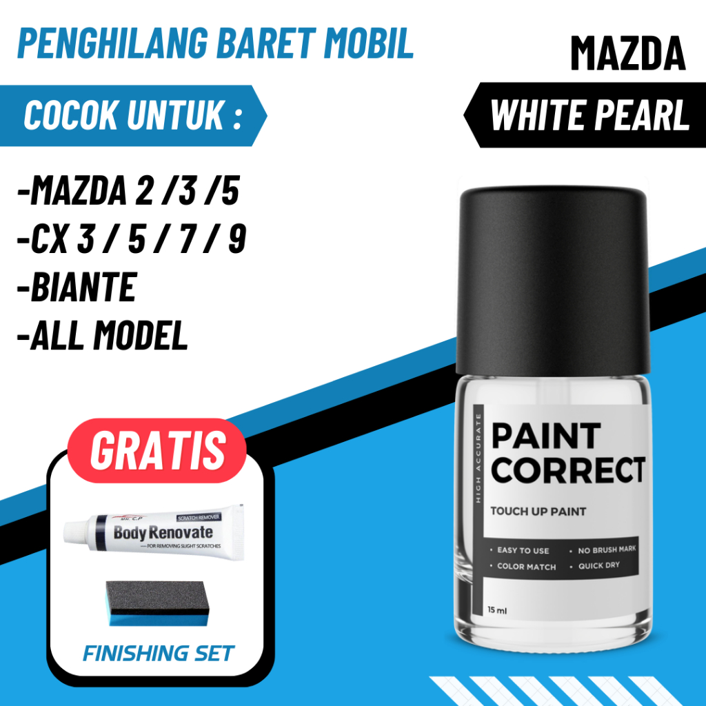 CAT OLES PENGHILANG BARET MOBIL MAZDA WHITE PEARL PUTIH