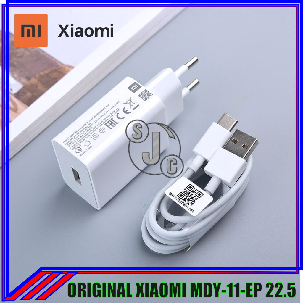 Charger Original 100% Cabutan HP Xiaomi Fast Charging 22.5 Watt Redmi Note 9, 9T, 10, Poco M3