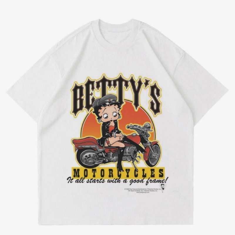 TSHIRT BETTY BOOP MOTORCYLE VINTAGE | KAOS BETTY BOOP MOTORCYLE VINTAGE UNISEX