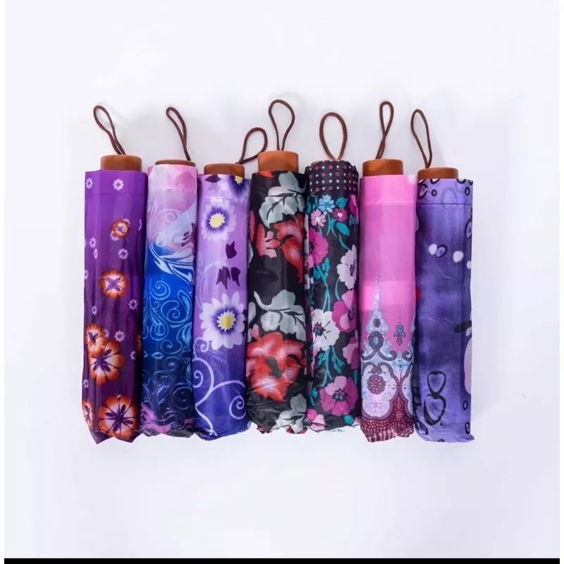 PAYUNG LIPAT 3 BUNGA SATIN/PAYUNG MURAH/PAYUNG MOTIF