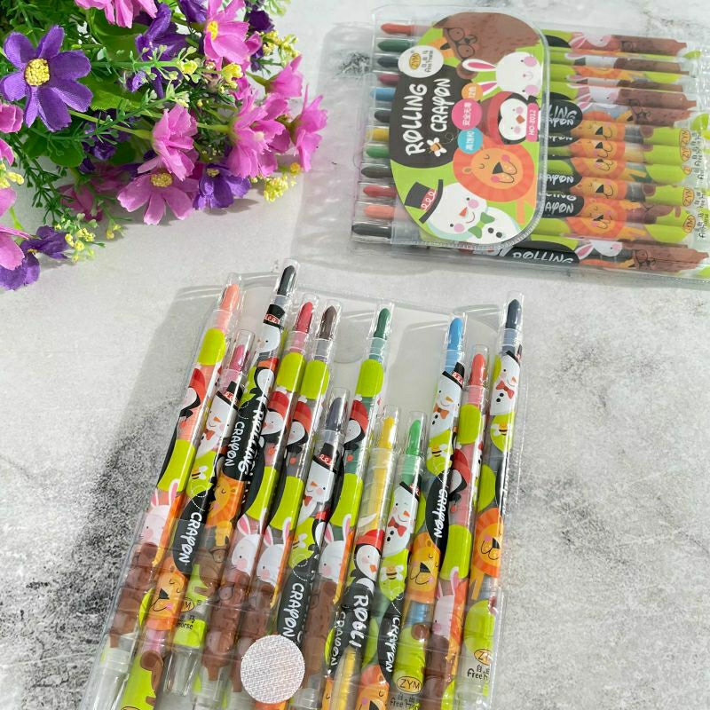 

Rolling Crayon animals isi 12 pcs kode HO - 8012 krayon putar gambar hewan perlengkapan mewarnai anak ATK unik kekinian