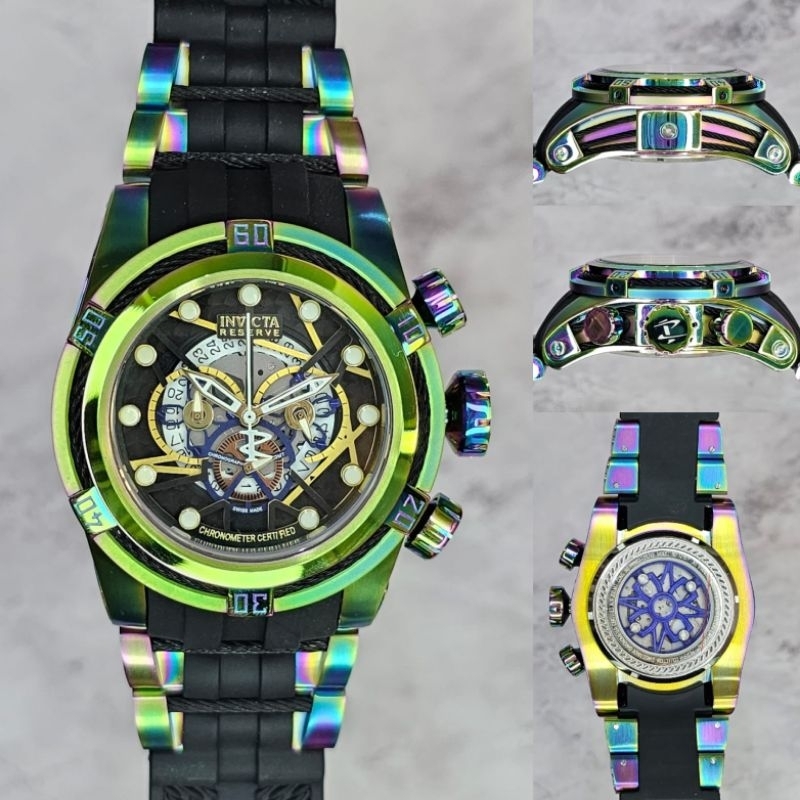 Jam tangan Japan Quartz INVICTA Reserve Bolt Rubber Chronograph fullset