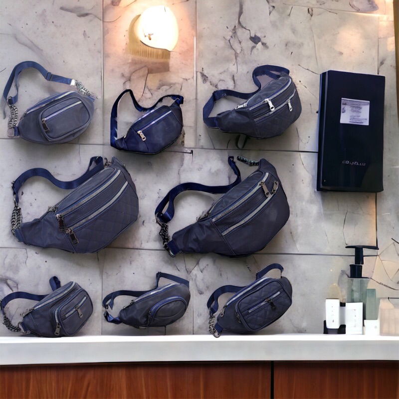 Tas Waistbag wanita Import Warna Navy Bahan Parasut Tebal terbaru