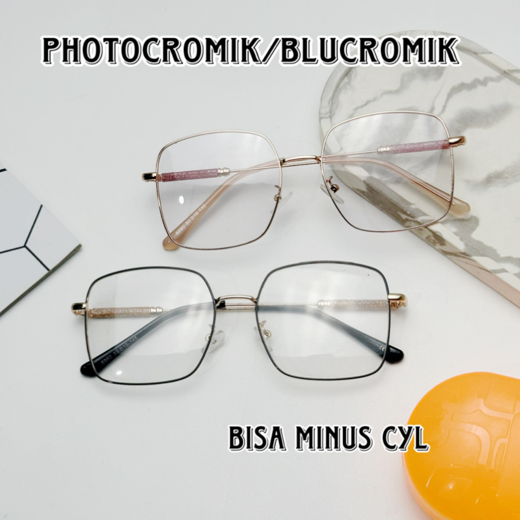 COD Kacamata Frame Kotak Bahan Besi Import Lensa Photocromik Blucromik CB8960