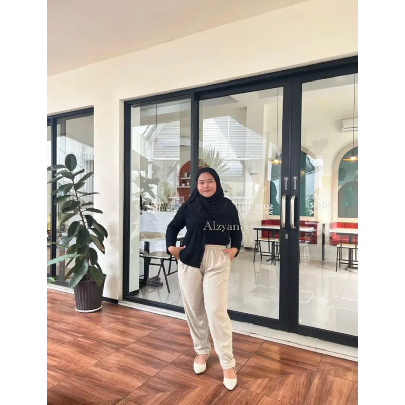 Baggy Pants Knit Import Jumbo/ Luna knit Daily Celana Santai