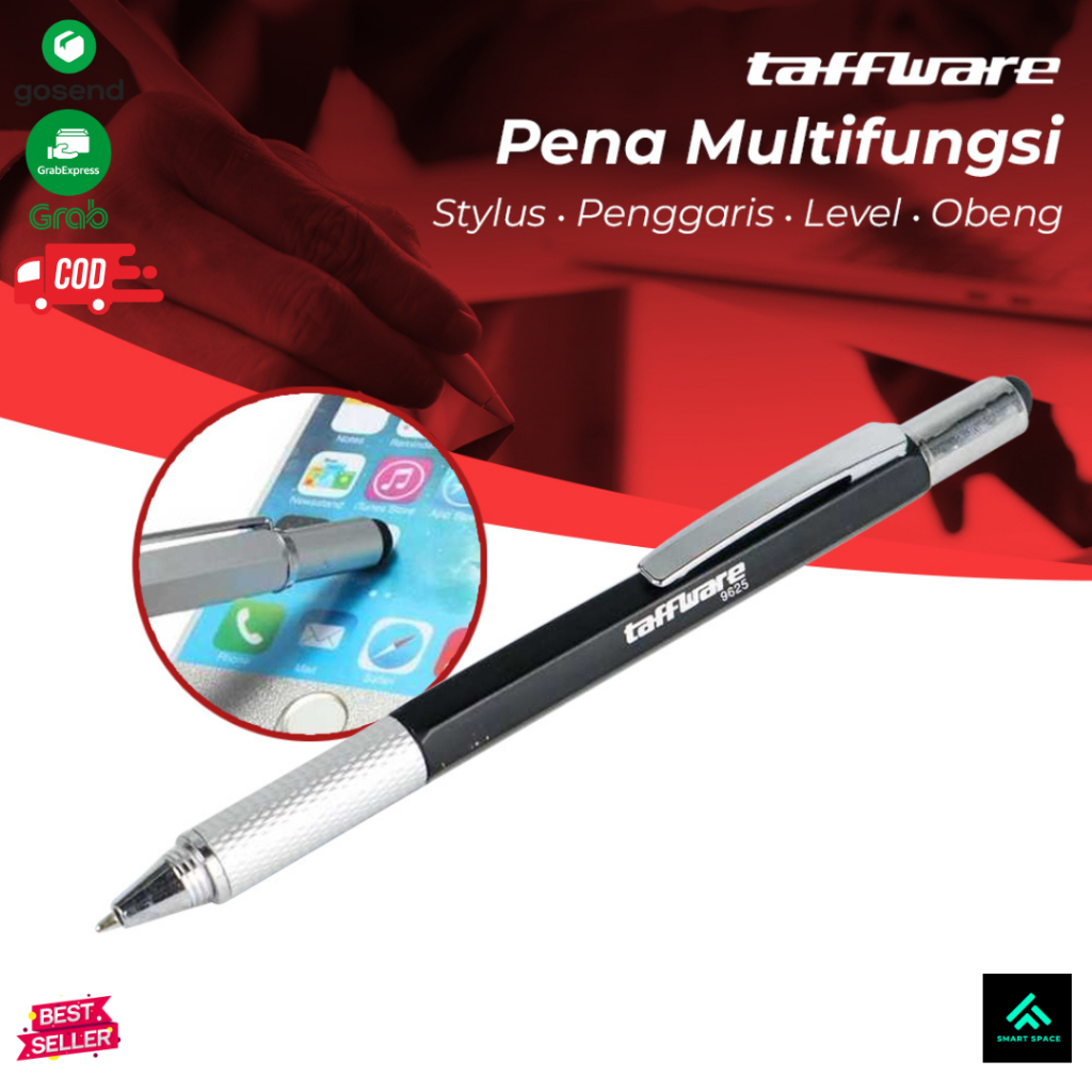 

[SPCE] Taffware Pena Multifungsi Plastik Stylus + Penggaris + Level + Obeng - 9625 - Makassar