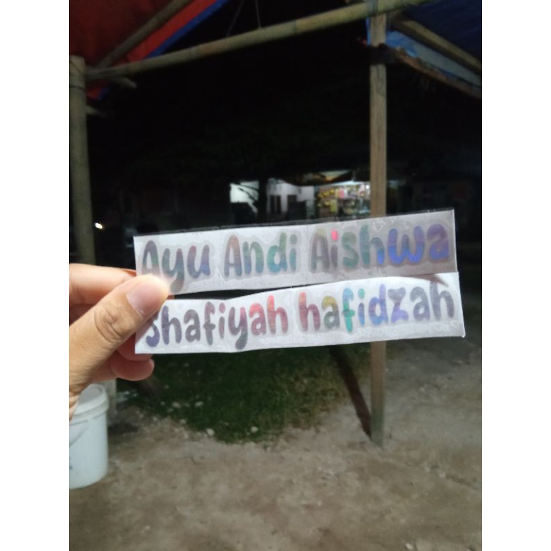 stiker nama custom / stiker hologram
