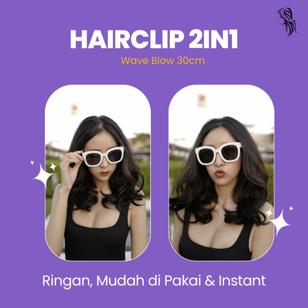 ✨️SUPER LEMBUT✨️ Hair clip hairflip 30 cm gelombang wave pendek sebahu tanpa catok rambut sambung pa