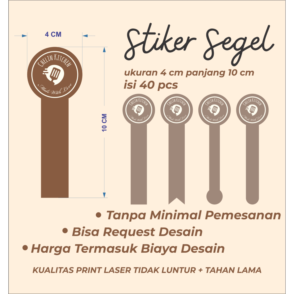 

paket 40 pcs stiker segel ukuran 4 cm