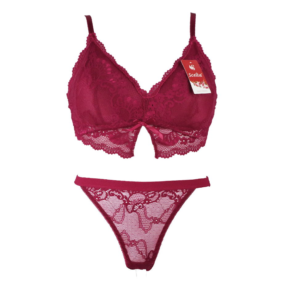 Scelta - Sexy Bra Set Celana Dalam Wanita Transparan Bralette Tanpa Kawat Renda Setelan Bh Sc 1793 S