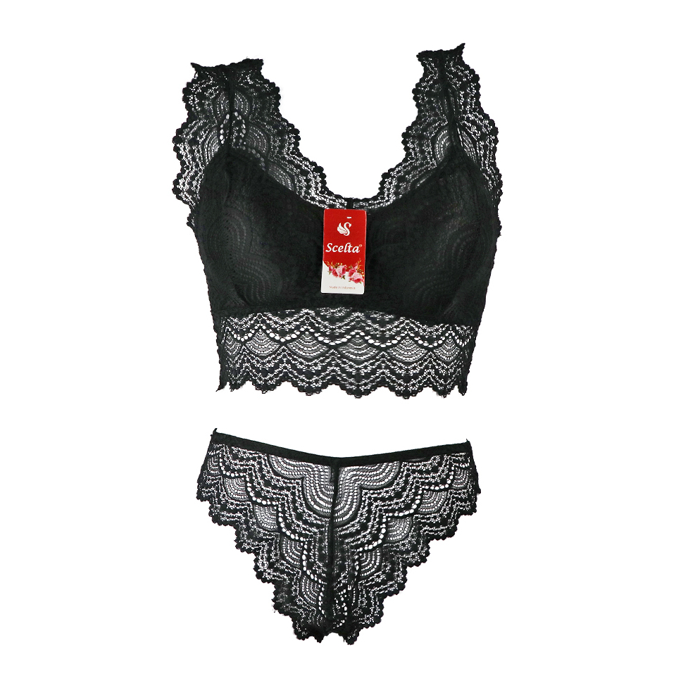 Scelta - Sexy Bra Set Celana Dalam Wanita Transparan Bralette Tanpa Kawat Renda Setelan Bh Sc 1791 S