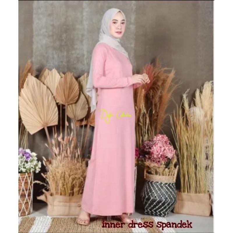 INNER DRESS SPANDEK MANSET GAMIS LENGAN PANJANG SPANDEK