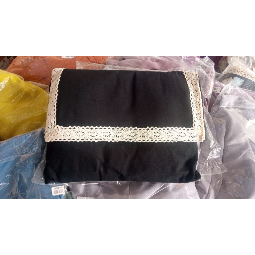 Mukena Dewasa Nabila Renda Rajut Polos - Hitam Black