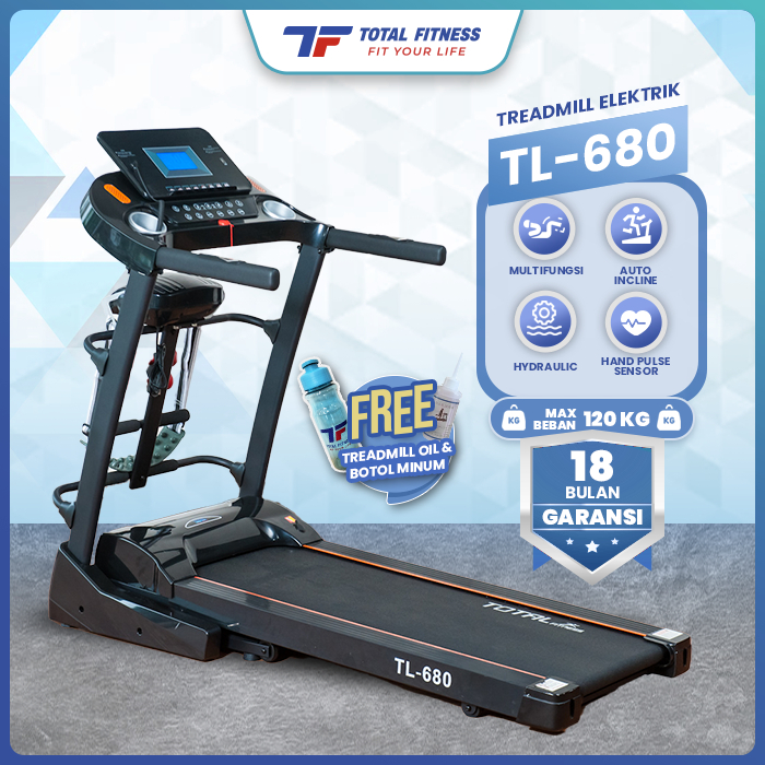 Treadmill Elektrik Automatic Incline TL 680 Alat fitnes Total fitnes