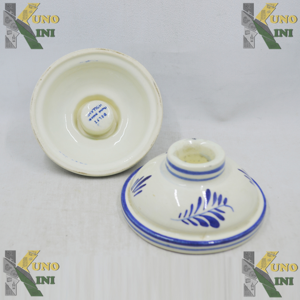 VINTAGE TEMPAT LILIN ANTIK DELFT HOLLAND - PAIR DELFT CANDLE HOLDER