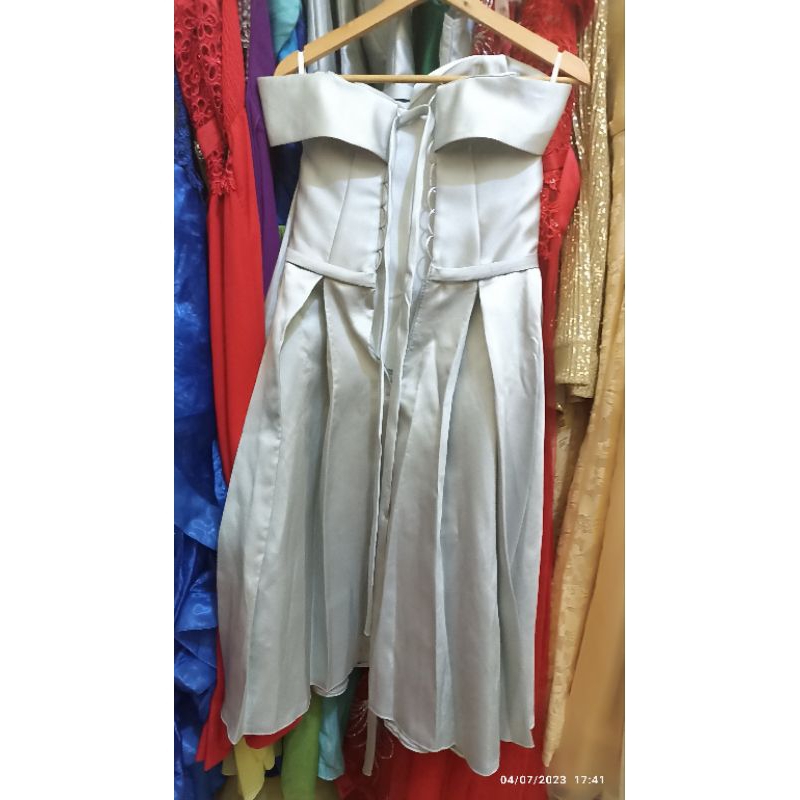 dress pesta silver