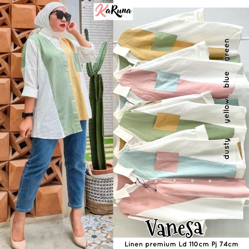 tunik linen/blus wanita/blus kemeja terbaru