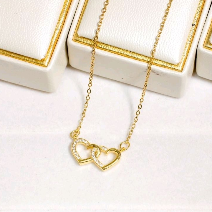 PERHIASAN KALUNG WANITA LIONTIN LOVE ASLI TITANIUM