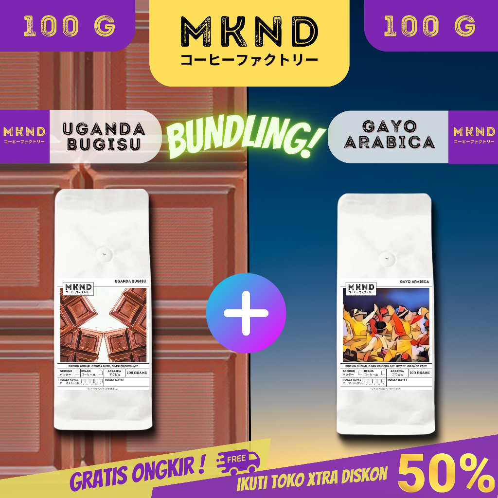 

MKND® BUNDLING HEMAT 2X100 KOPI ARABIKA ACEH GAYO GRADE 1+UGANDA BUGISU IMPORTED BEANS PROMO DISCON | BIJI BUBUK | SINGLE ORIGIN | PREMIUM COFFE | ROASTED BEANS | MANUAL BREW | COFFE ROASTERY