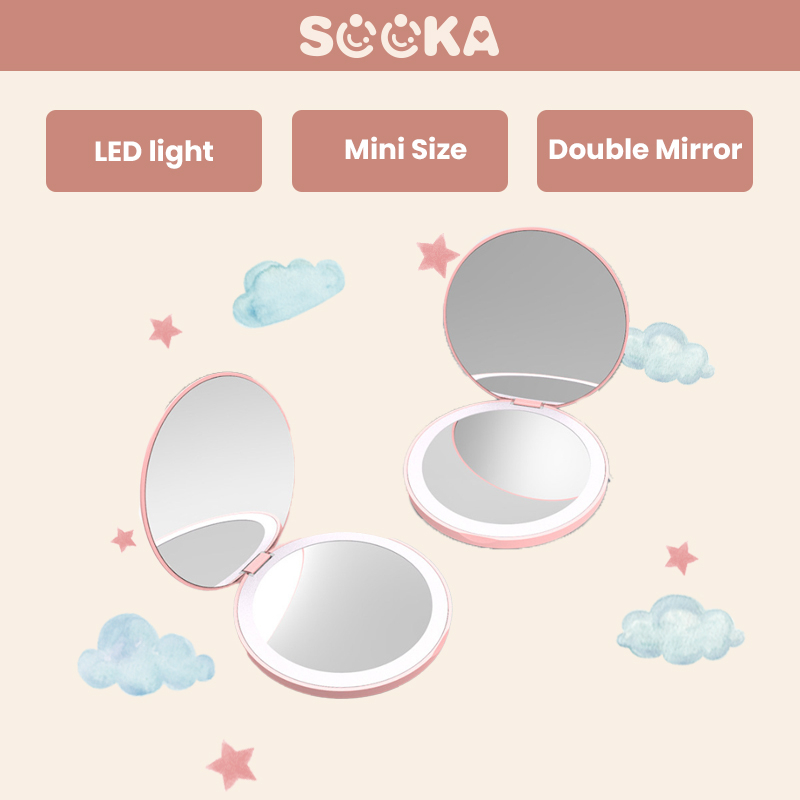 SOOKA Rechargeable Makeup Mirror - portabel LED cermin rias dengan cahaya  HL-BCB557