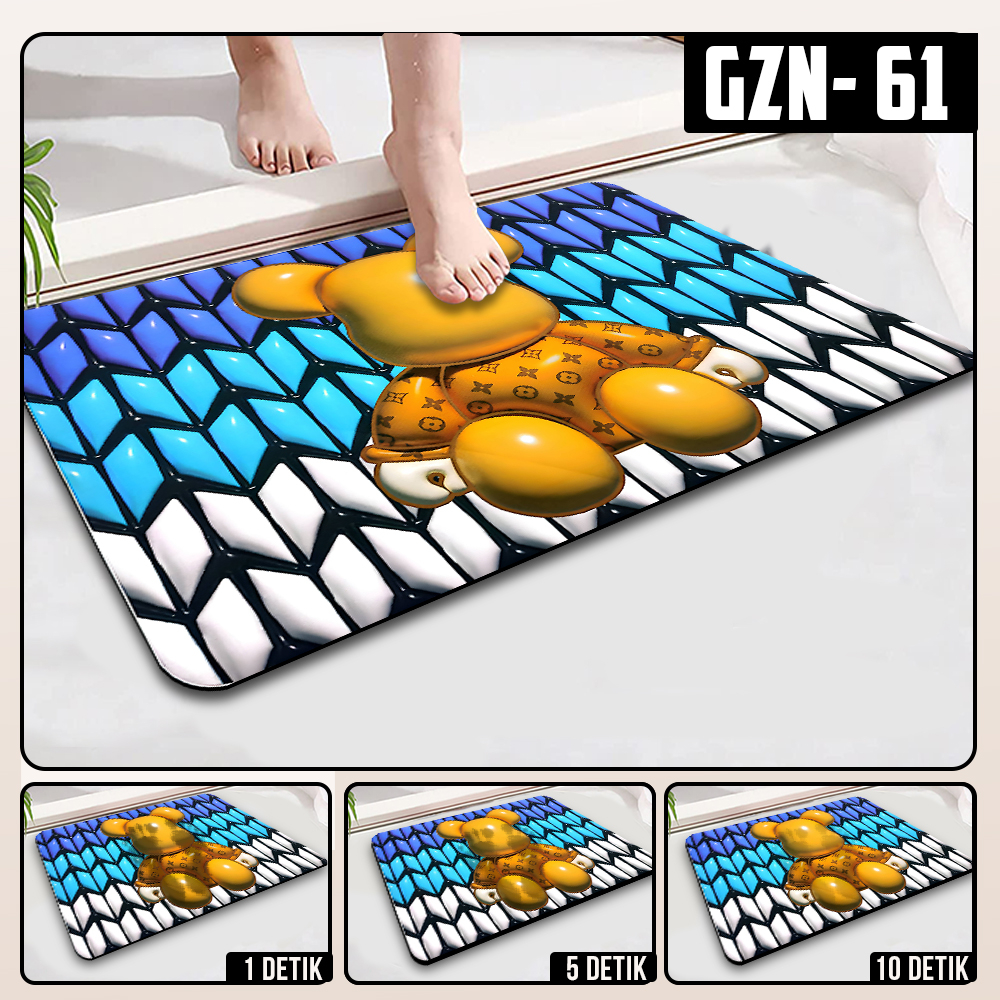 Keset Diatomite 3D Kotak Anti Slip Keset Kamar Mandi Keset Lantai Menyerap Air 3D Karakter Futureworld-GZN-61