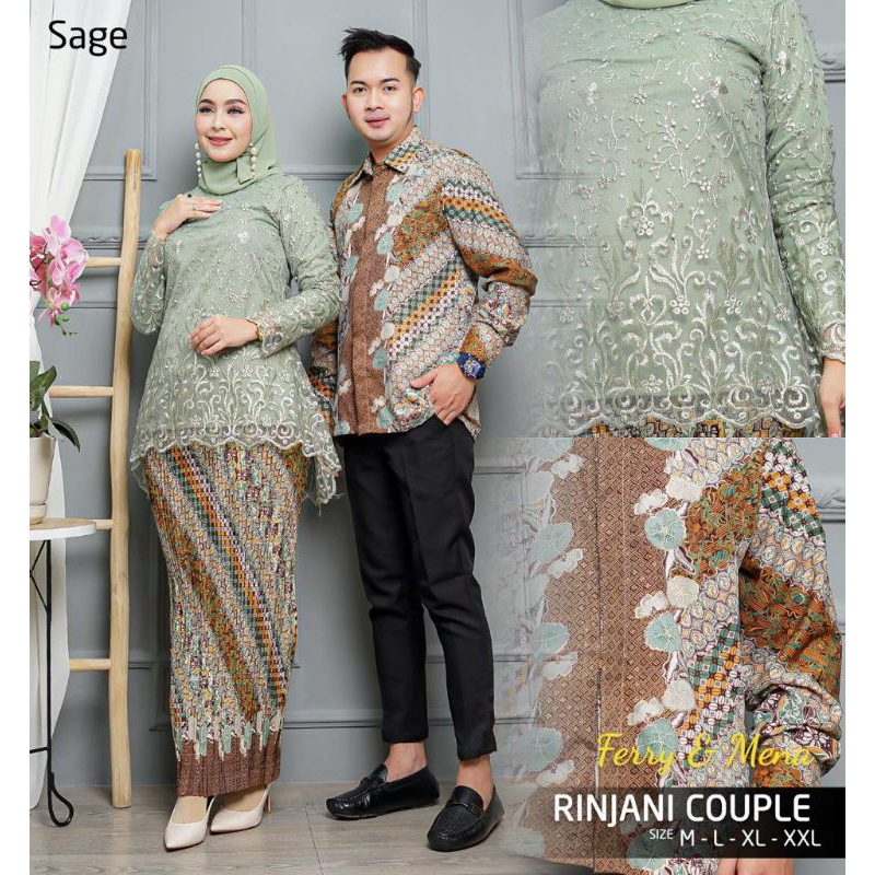KEBAYA TILE SET COUPLE TERBARU/STELAN COUPLE MODERN/KEBAYA RINJANI PASANGAN/BAJU COUPLE KONDANG MODE