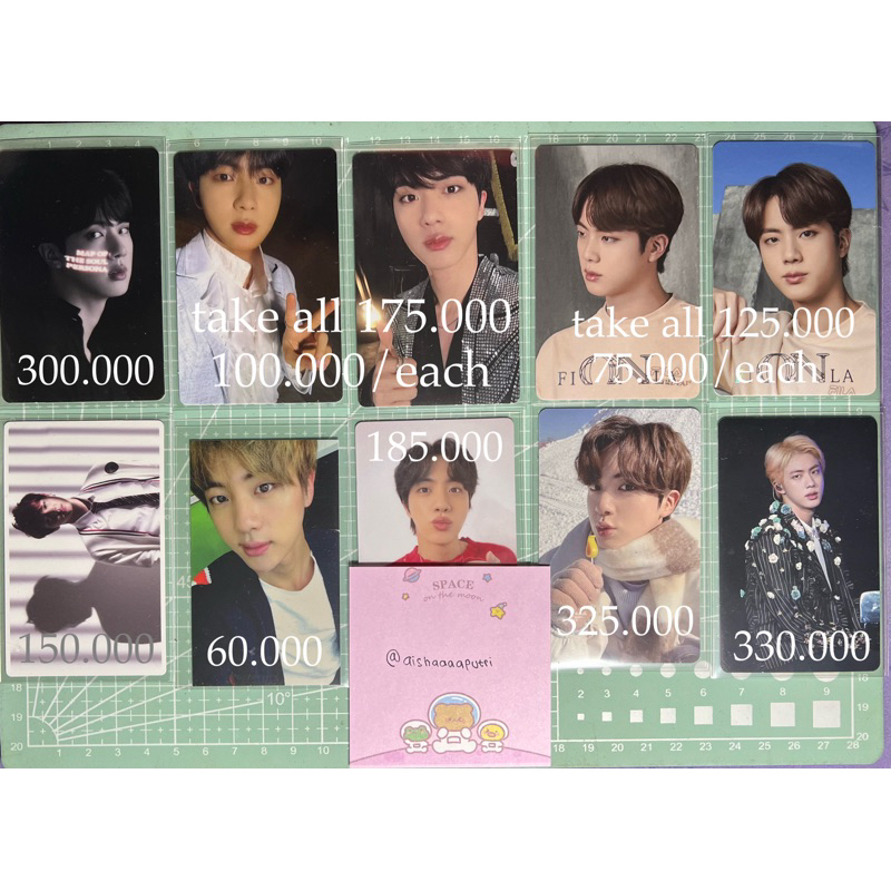 pc bts jin mots one concept route, clue, holo, jin fila, pc album, jin winter package winpack, lu se