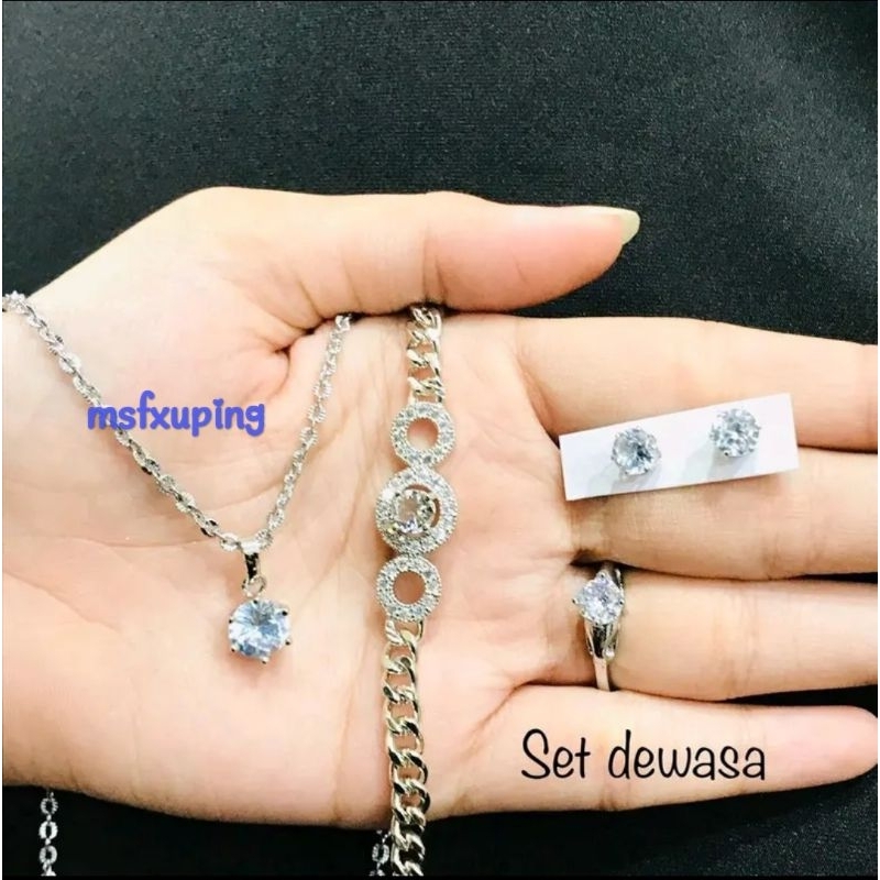 Set Perhiasan Dewasa Titanium Silver Terlaris