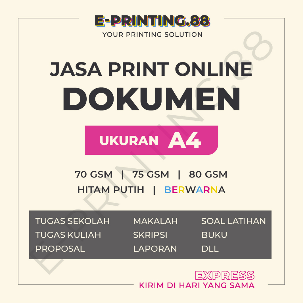 

Print Online A4 70 gsm 75 gsm 80 gsm Print Tugas Makalah Skripsi Cetak Dokumen Medan Cetak Buku Print Buku
