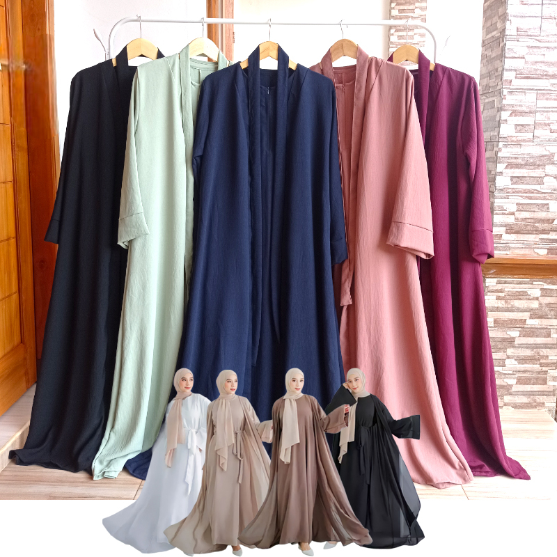 abaya ameena , inner outer set - oneset abaya -ladyra abaya set - gamis syar'i