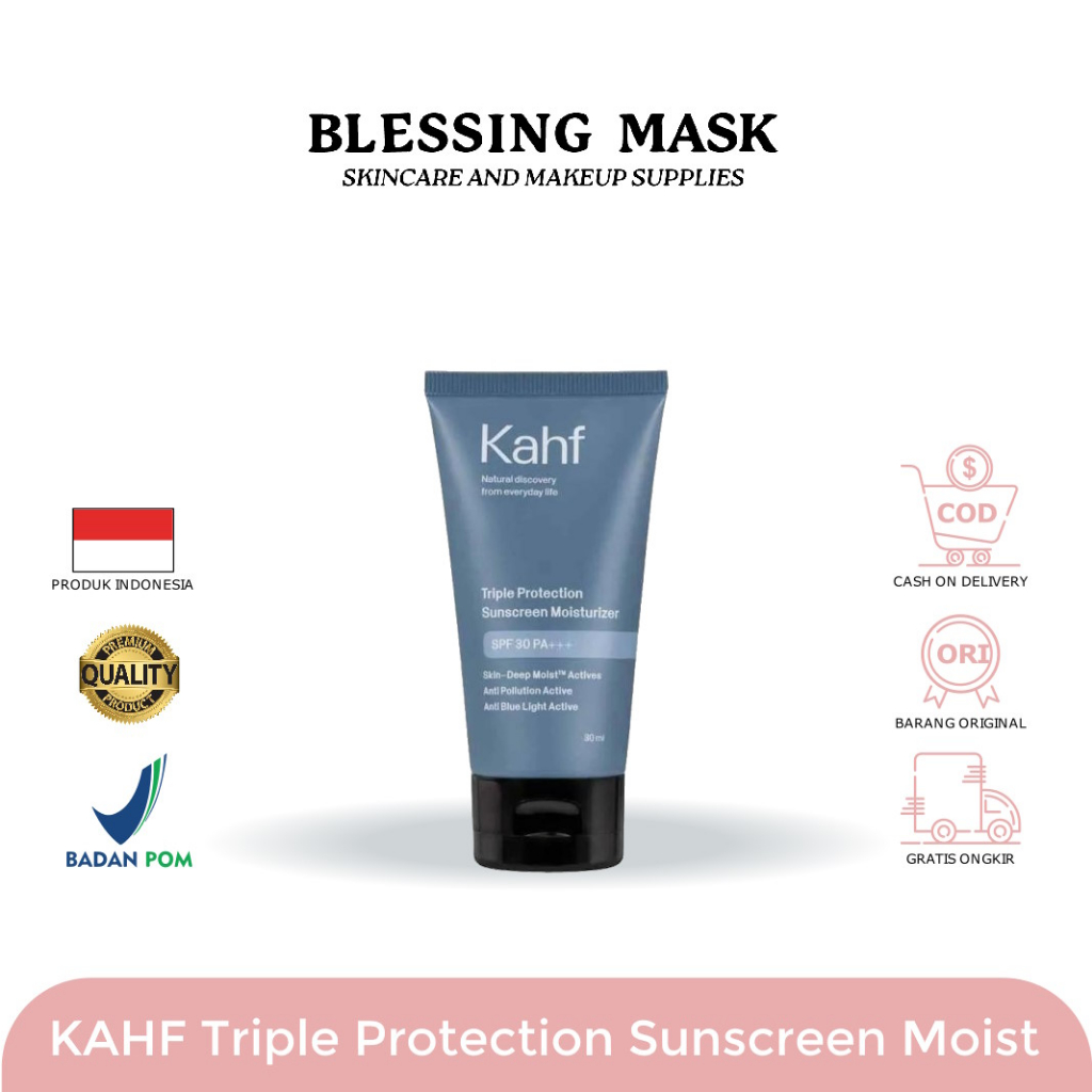 Kahf Triple Protection Sunscreen Moisturizer SPF 30 PA+++ - 30mL | Perawatan Wajah Sunscreen Pria