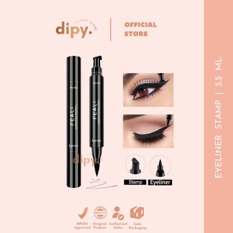 【BPOM】 FEALI - Eyeliner Stamp 2 in 1 Waterproof Liquid Duo Eyeliner Wing With Stamp Spidol Pen Stick 3,5 ml Longlasting Anti Air Tahan Lama Hitam Black Eye Make Up Viral Original Official