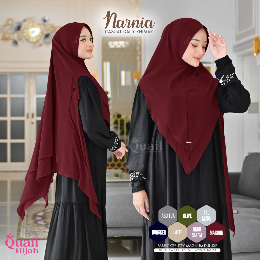 Quail Hijab - NARNIA DAILY KHIMAR 2 LAYER ORI QUAIL