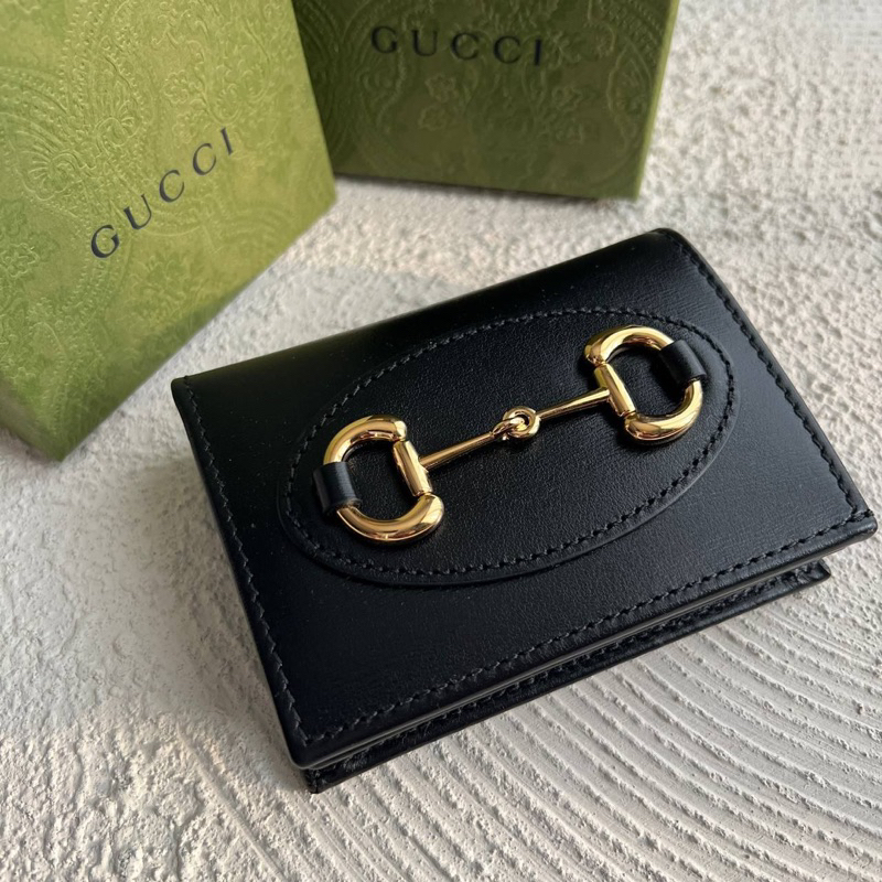 Gucci horsebit 1955 compact wallet in black leather