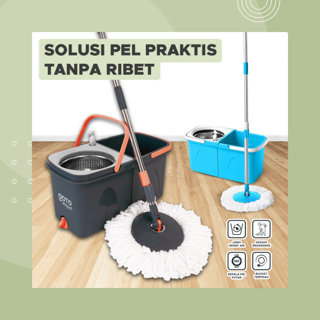 Goto Abigael Spin Ultra Mop Alat Pel Pelan Set Putar Pembersih Lantai