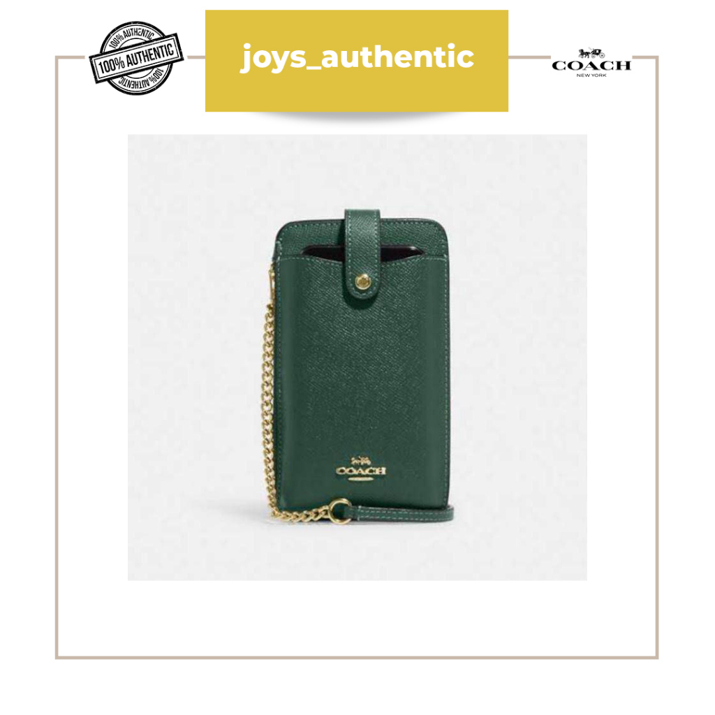 Tas wanita Coach crossgrain Phone crossbody Hijau Everglade woman bag authentic original