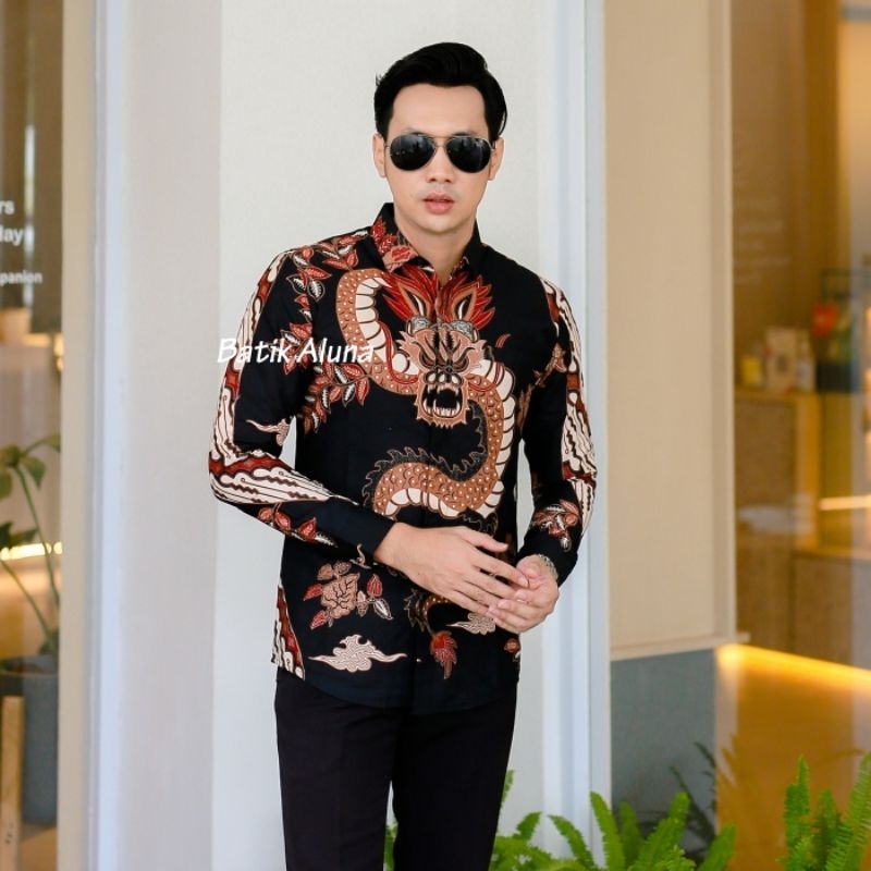 Batik Premium Katun Halus Slimfit Lapis Furing Modern Batik Solo Lengan Panjang Motif Naga